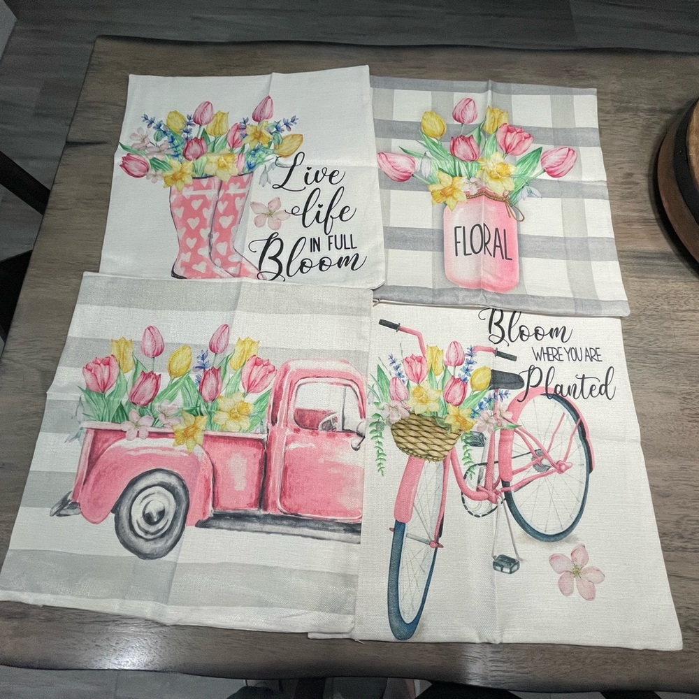 Four pack of Springtime Pillow Covers